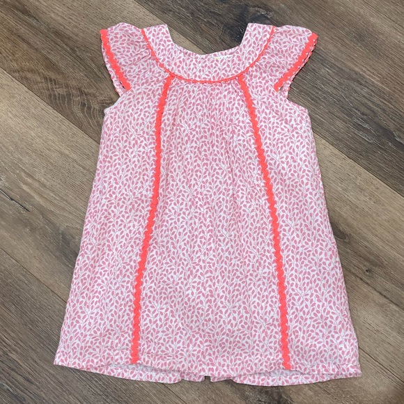 Baby Boden Other - Baby Boden Pink Floral Cap Sleeve Dress Lined Bright Pink Trim 12-18m